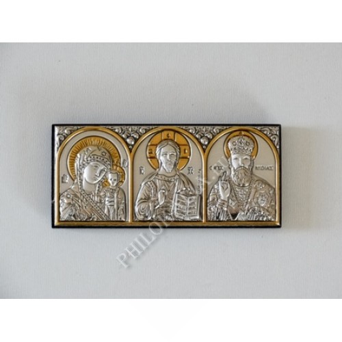 Авто икона.Триптих на липкой ленте, серебрение