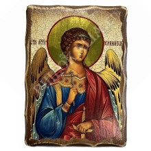 Икона под старину на дереве (c.) (Ангел Хранитель) №2