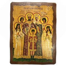 Икона под старину на дереве (б.) (Царская семья)