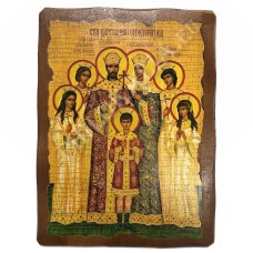 Икона под старину на дереве (б.) (Царская семья)