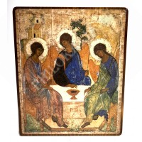 Икона на дереве, лак. (Св. Троица) (с.)