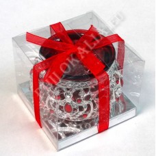 Лампада низкая, в подарочной упаковке (круглая,подвесная) (красная)