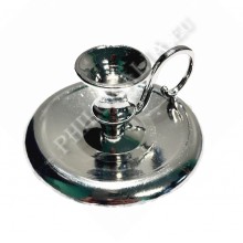 Подсвечник металлический с ручкой (серебристый)