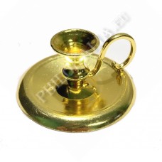 Подсвечник металлический с ручкой (жёлтый)