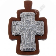 Крест нательный, дерево-металл. (серебрение) №10