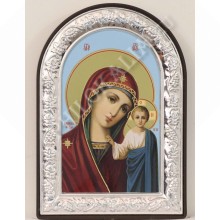 Икона в пластмассовой рамке на подставке, арочная (Казанская Б.М.)