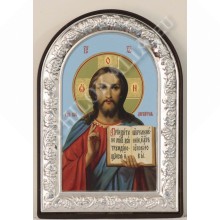 Икона в пластмассовой рамке на подставке, арочная (Спаситель)