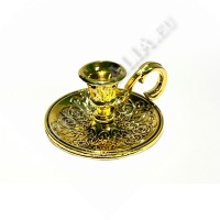 Подсвечник металлический с ручкой (узор) (жёлтый) Подсвечник металлический с ручкой (узор) (жёлтый)