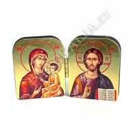 Складень двухств., арочный, золотой фон (Б.М. Одигитрия и Спаситель)