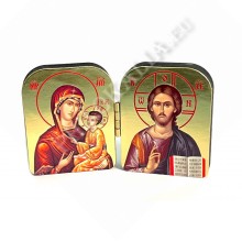 Складень двухств., арочный, золотой фон (Б.М. Одигитрия и Спаситель)