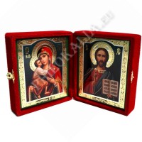 Складень бархатный под среднюю икону без страз (Вседержитель-Феодоровская Б.М.) №209-210