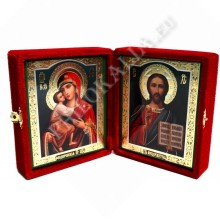 Складень бархатный под среднюю икону без страз (Вседержитель-Феодоровская Б.М.) №209-210